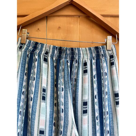 BCBGMaxazria Cedric Patterned Print Summer Lounge Cropped Blue Pants Size XS - Picture 5 of 7